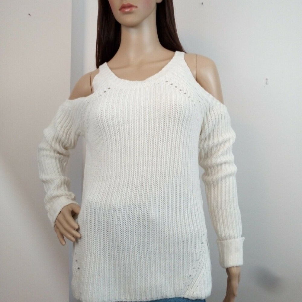 Hippie Rose Women's Cold-Shoulder Sweater Ivory - Picture 6 of 6